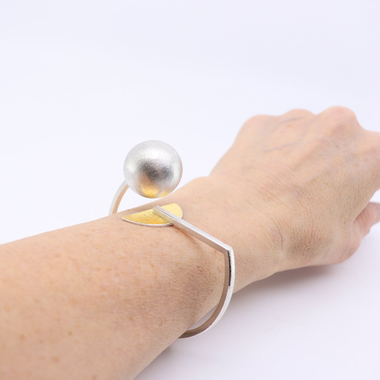 Inverse-A bauhaus bangle silver gold architectural handmade