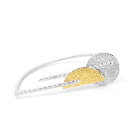 Inverse-D handcrafted keumboo bauhaus bangle silver gold architectural