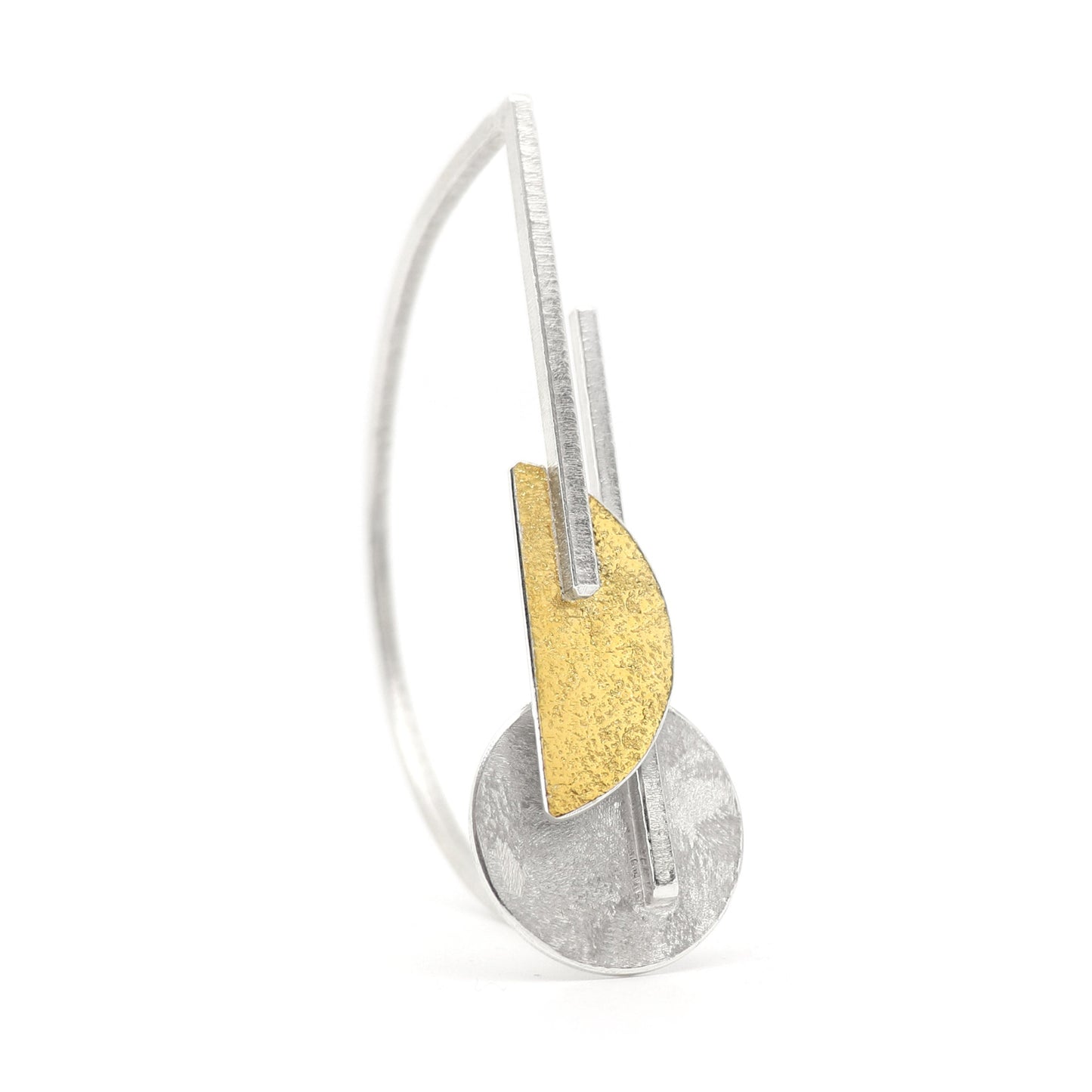 Inverse-D statement handmade bangle silver gold architectural