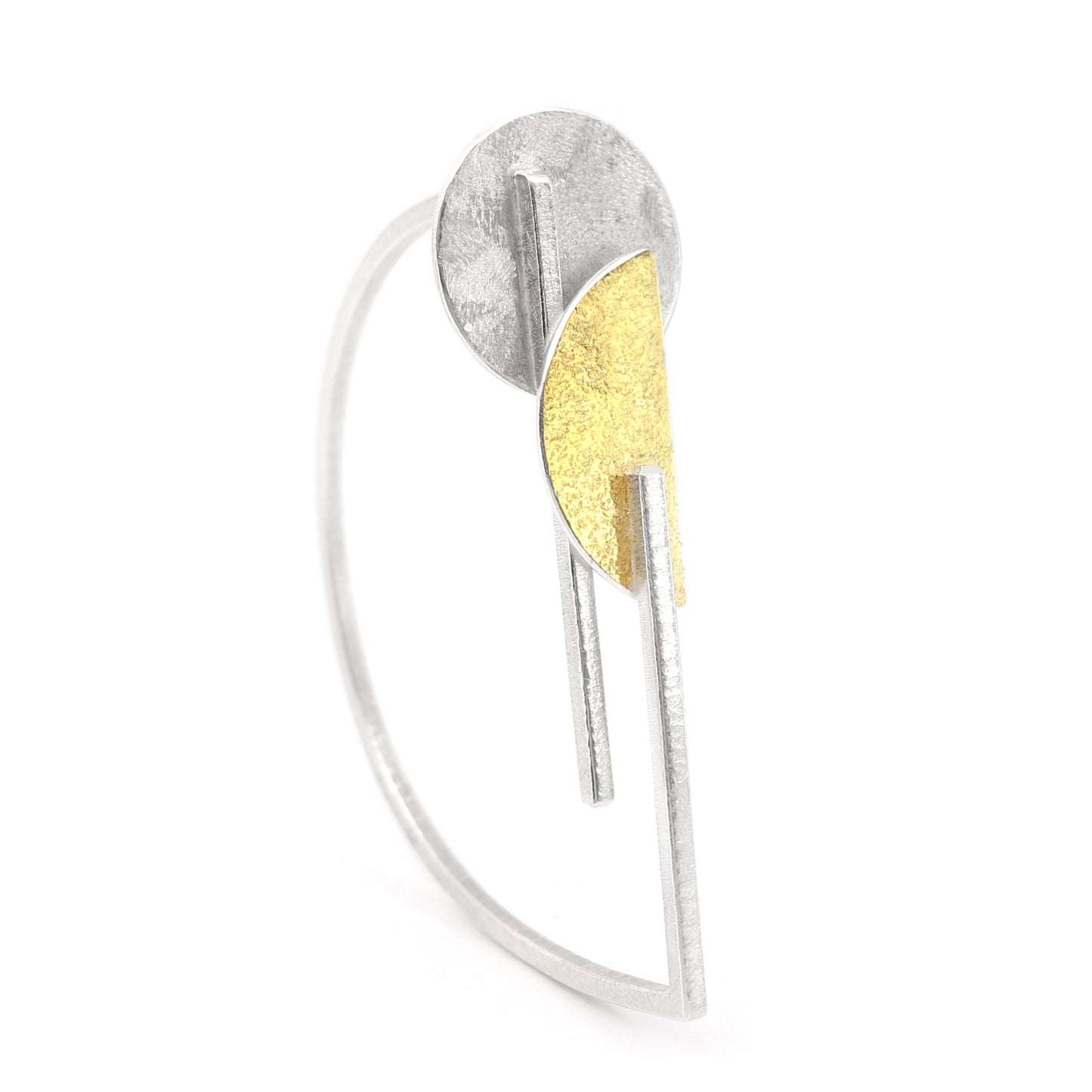 Inverse-D bauhaus bangle silver gold architectural