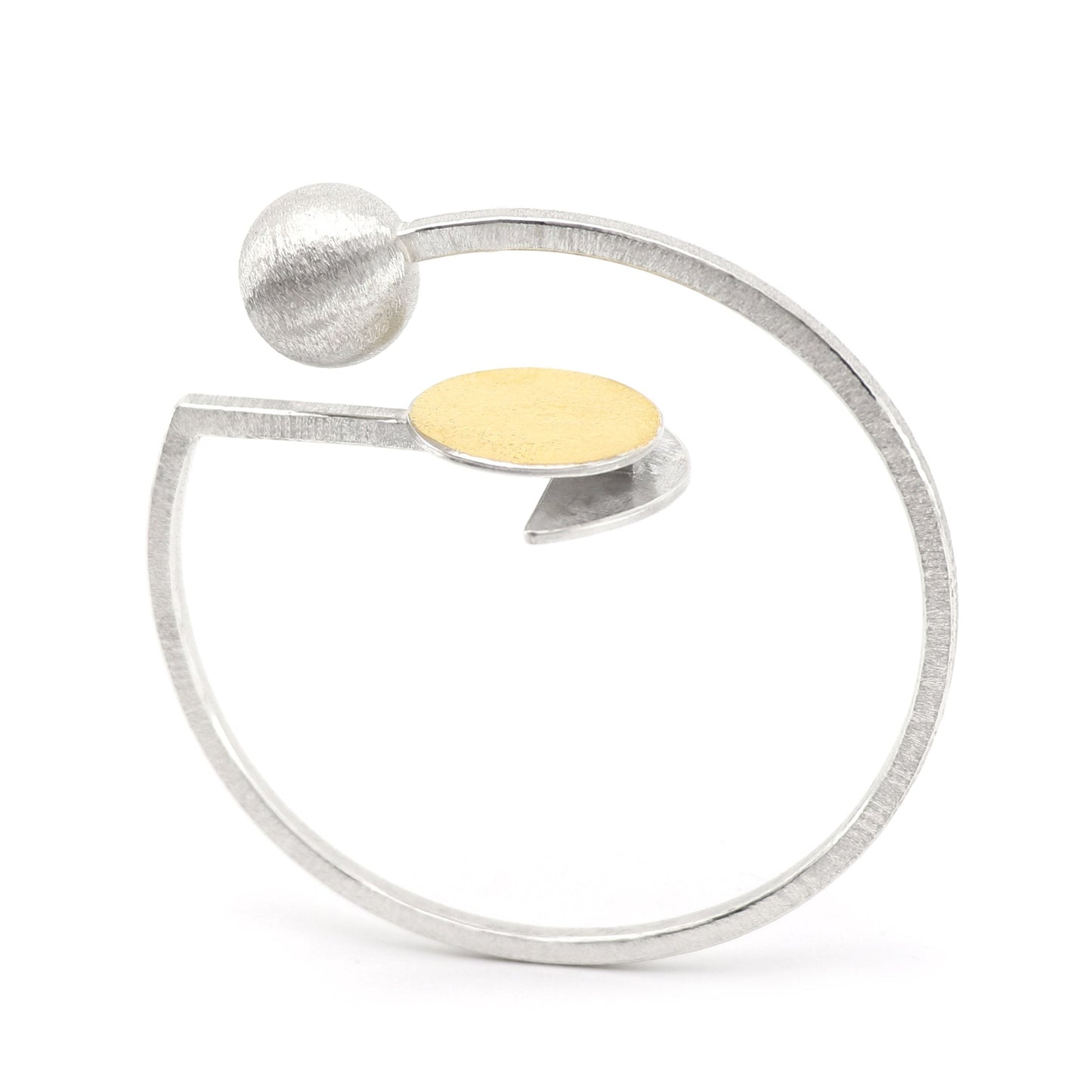 Inverse-G bauhaus statement bangle silver gold handmade bracelet