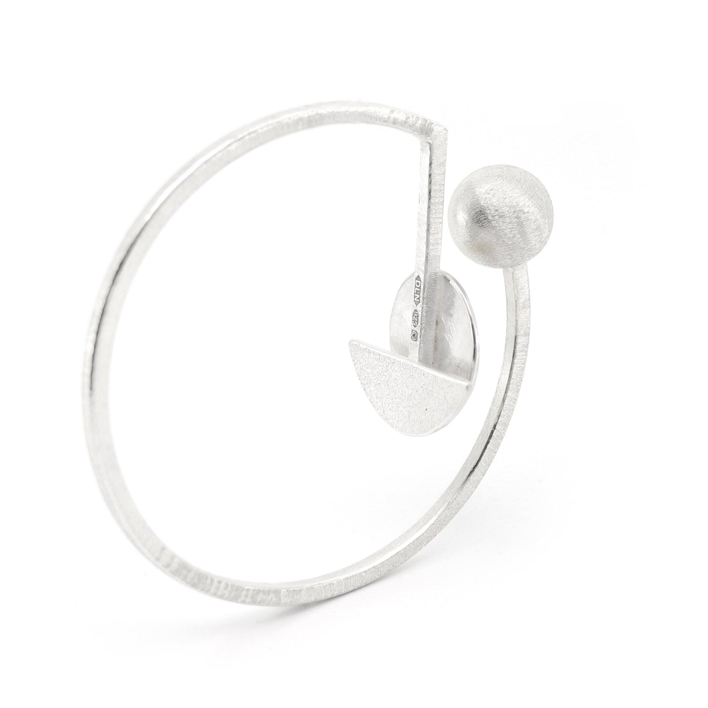 Inverse-G architectural statement bangle silver gold handmade bracelet - BACK