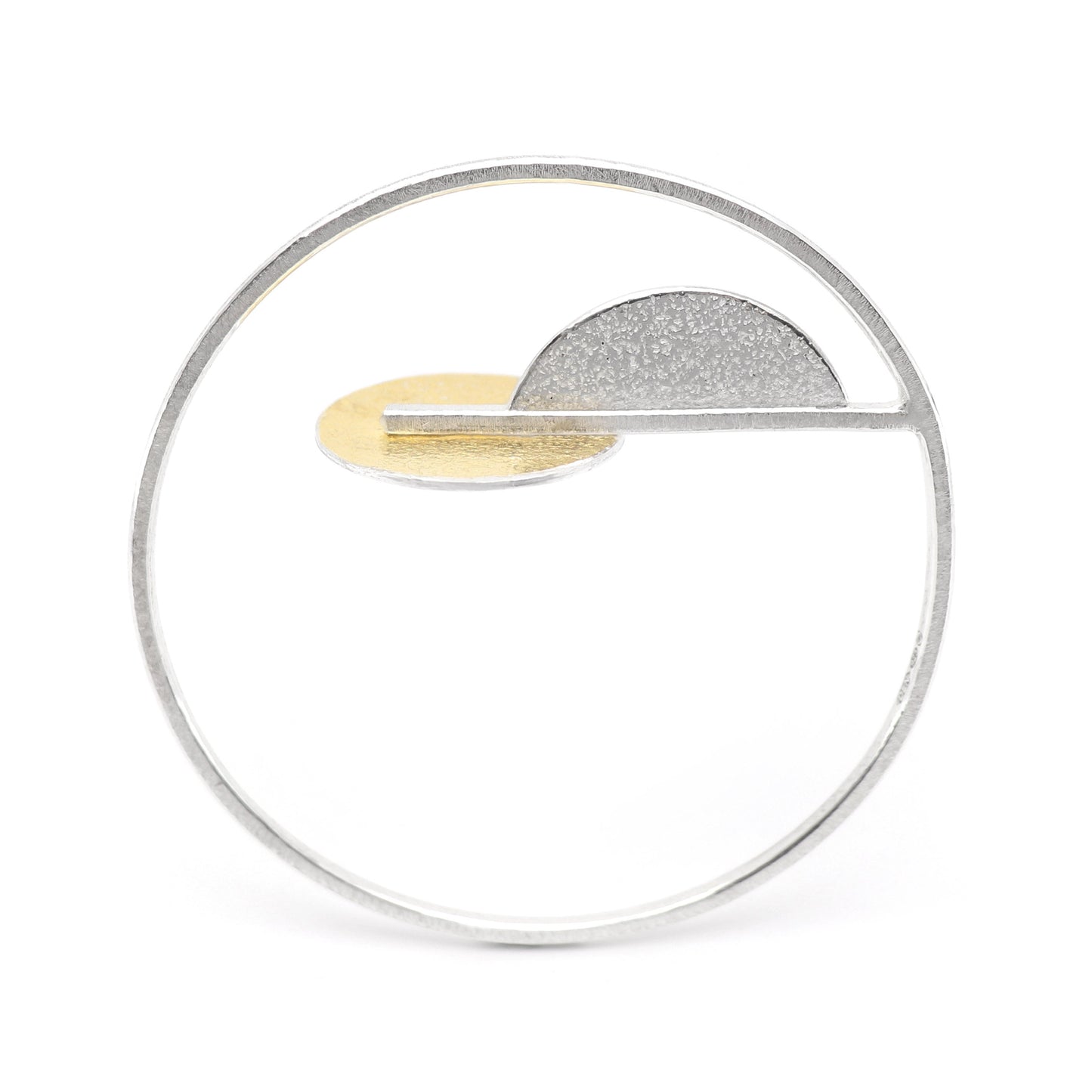 Inverse-O geometric statement bangle silver gold handmade bracelet