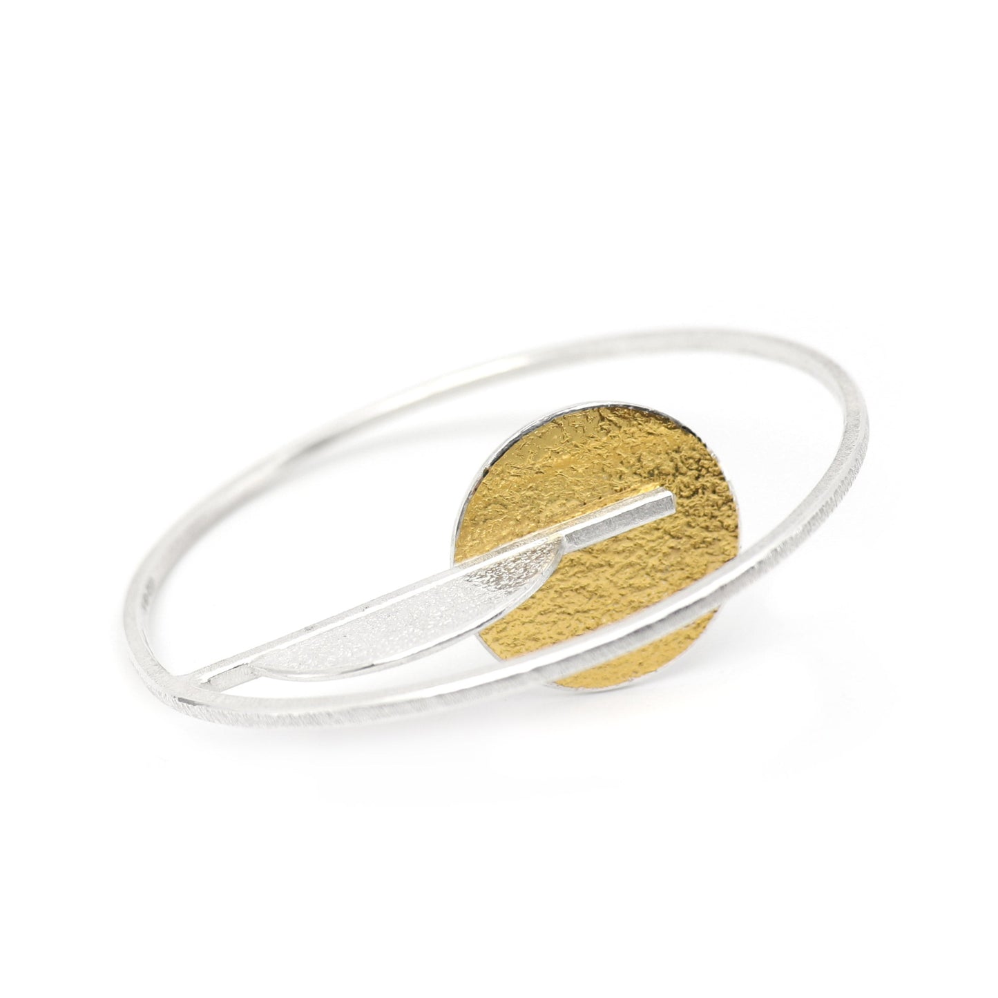 Inverse-O brutalist statement bangle silver gold handmade bracelet