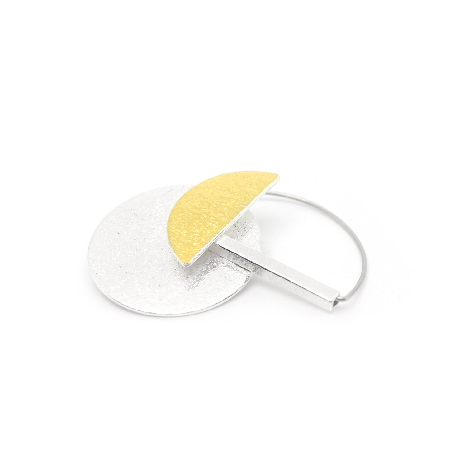 Inversible convertible statement brooch SML gold silver bauhaus