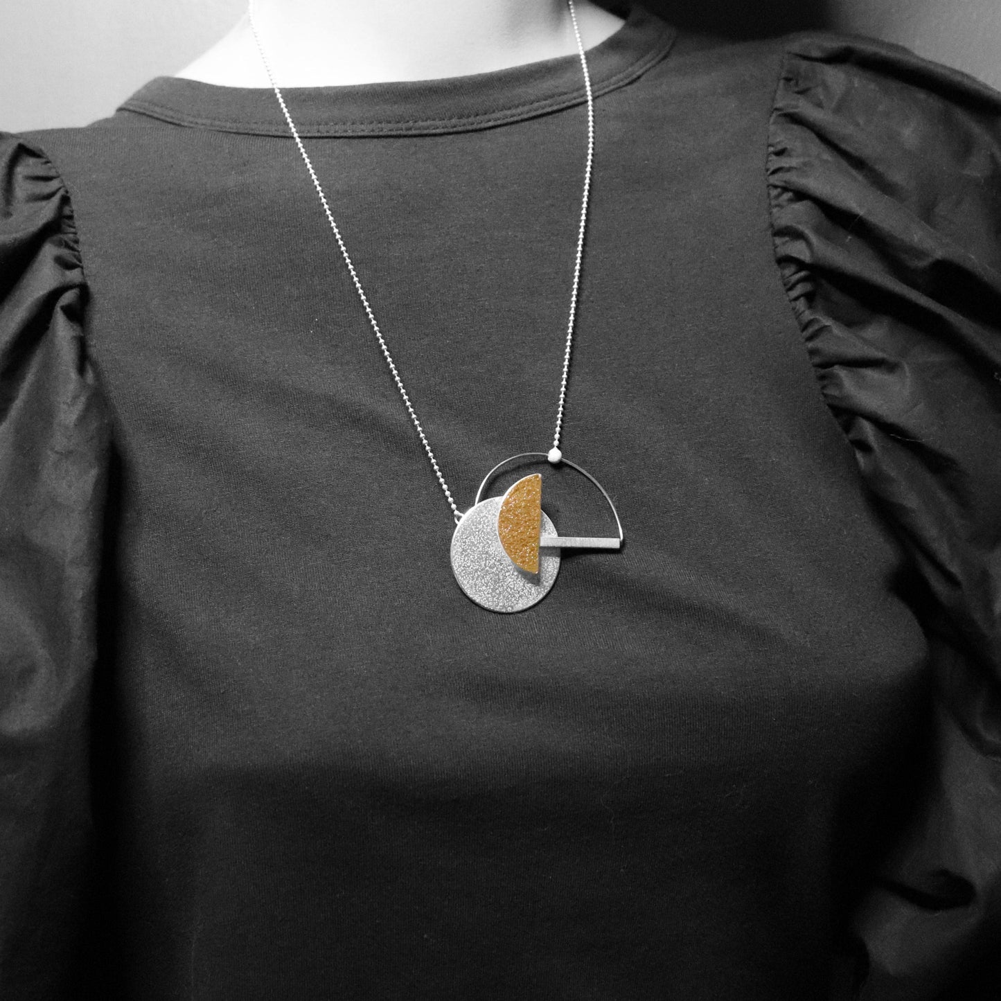 Inversible convertible bauhaus necklace SML SHORT gold silver