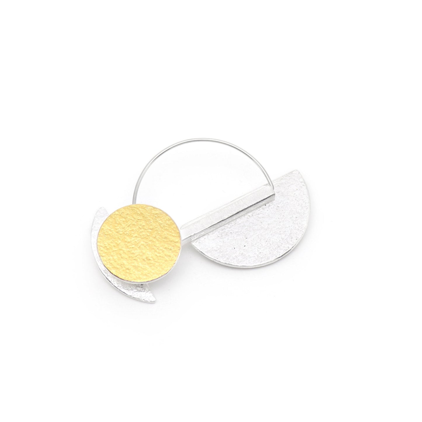 Inversible architectural brooch MED gold silver