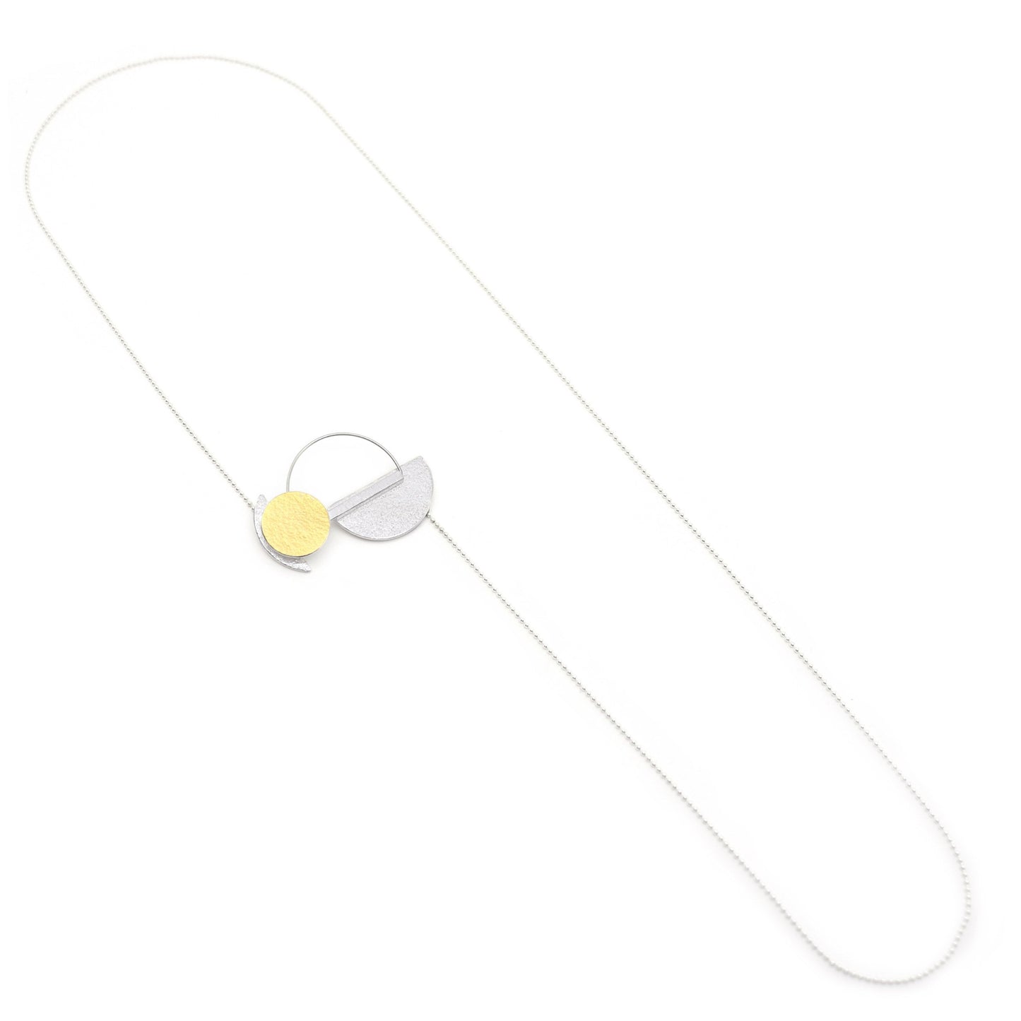 Inversible convertible statement necklace brooch MED LONG gold silver