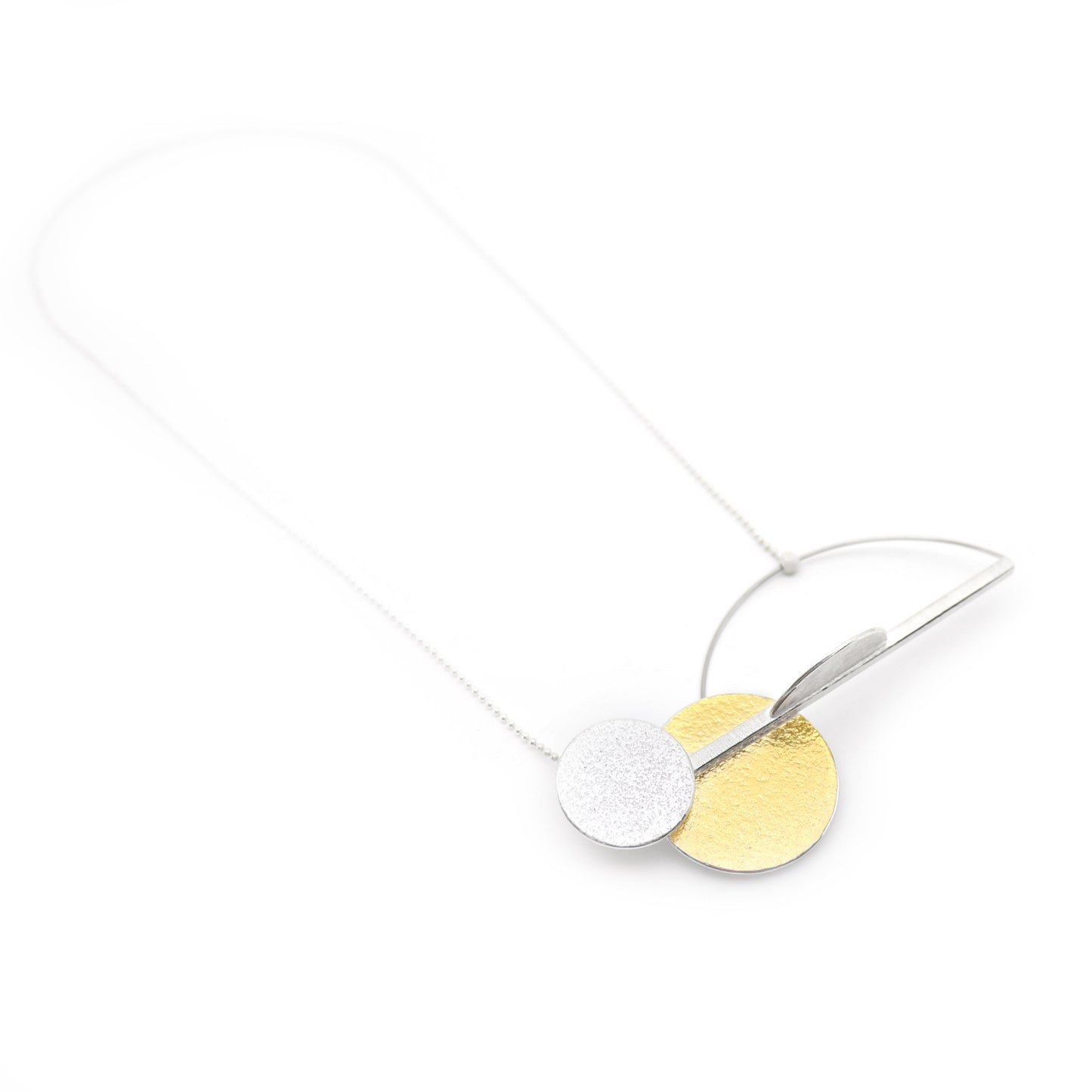 Inversible bauhaus necklace LRG gold silver