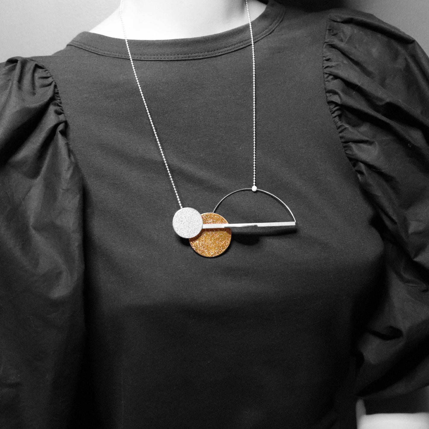 Inversible statement necklace LRG gold silver Bauhaus