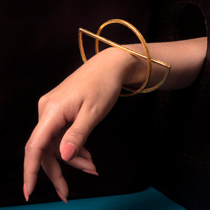 Rockabye Architectural Brutalist Bangle | silver or gold