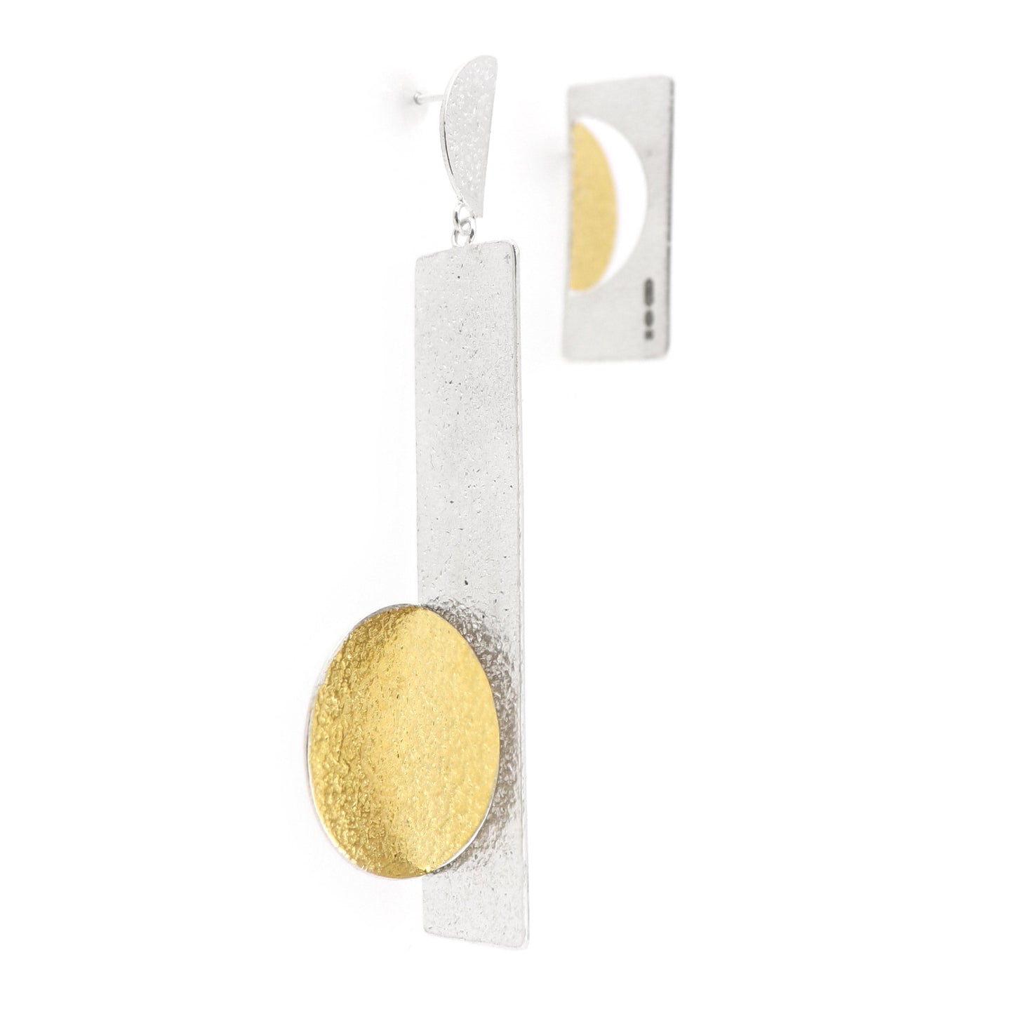 Statement mismatched gold & silver handmade earrings