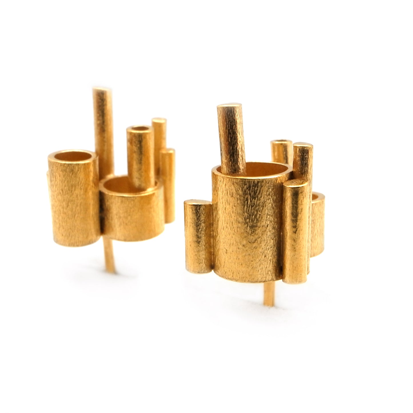 Metropolis Architectural Stud Earrings | silver or gold