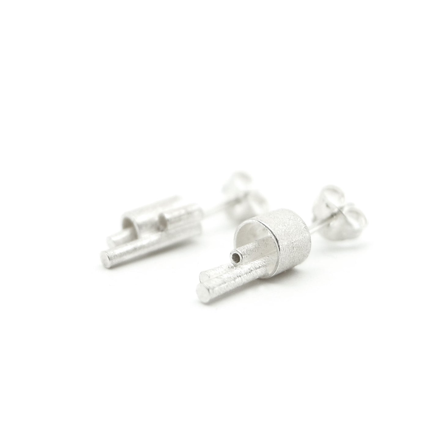 Microtropolis Circular Stud Earrings | silver or gold
