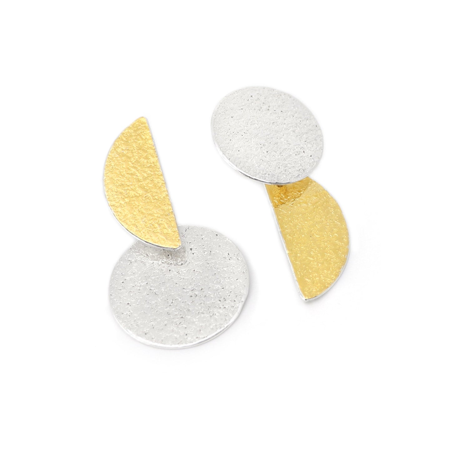 Retro bauhaus silver and gold handmade earrings keum boo