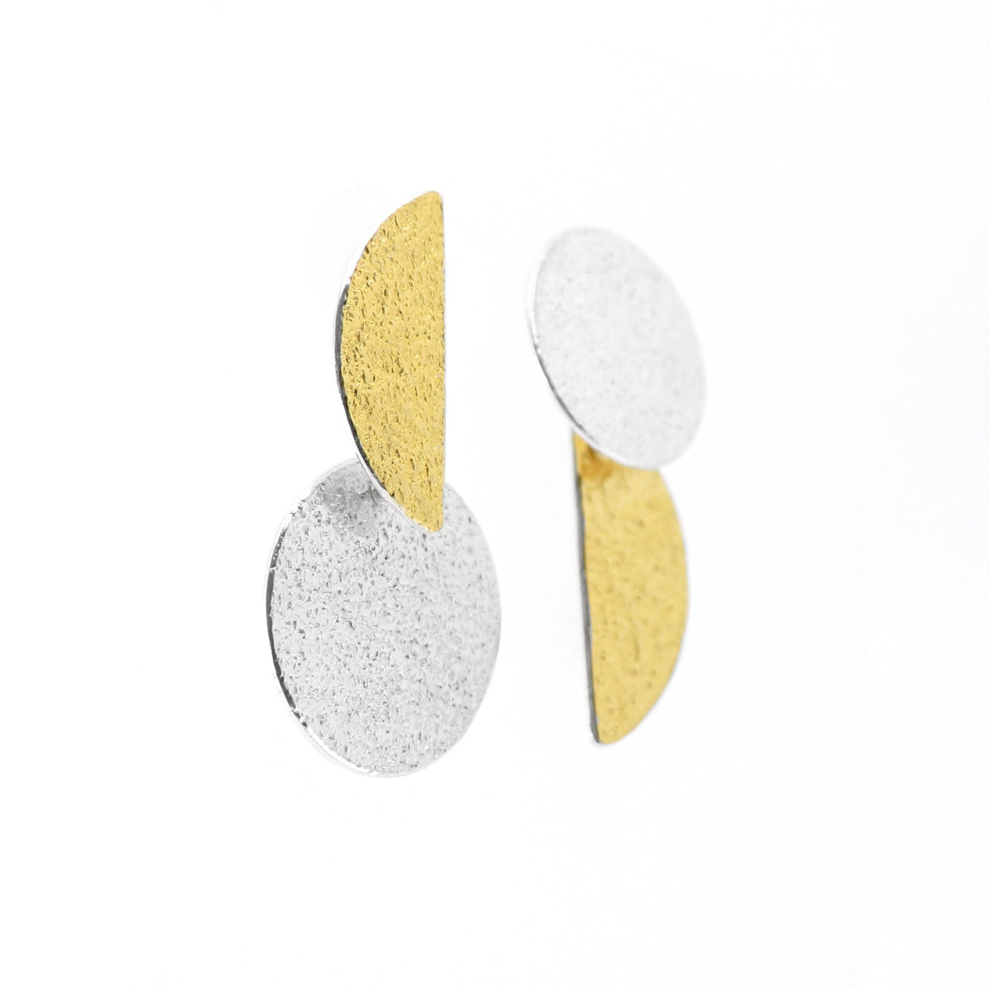 Retro architectural bauhaus silver and gold handmade earrings