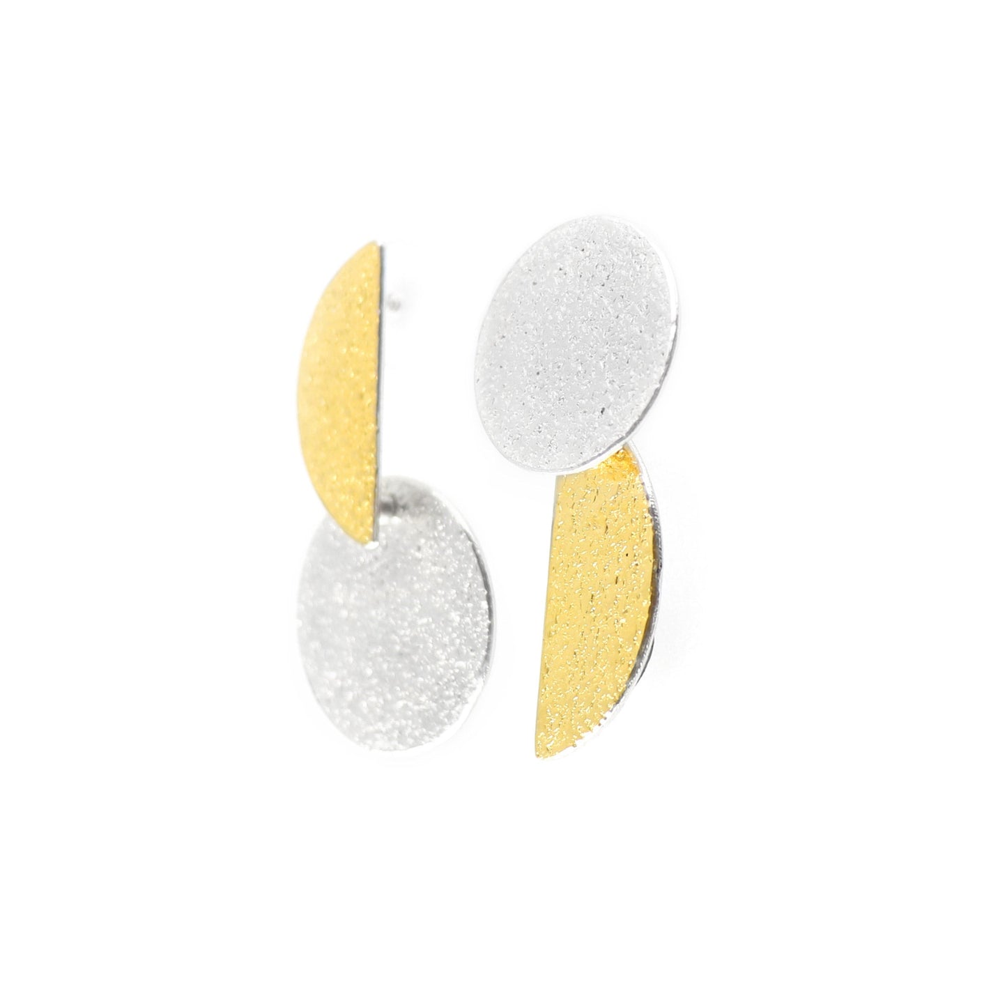 Retro 2tier bauhaus silver and gold keum boo earrings