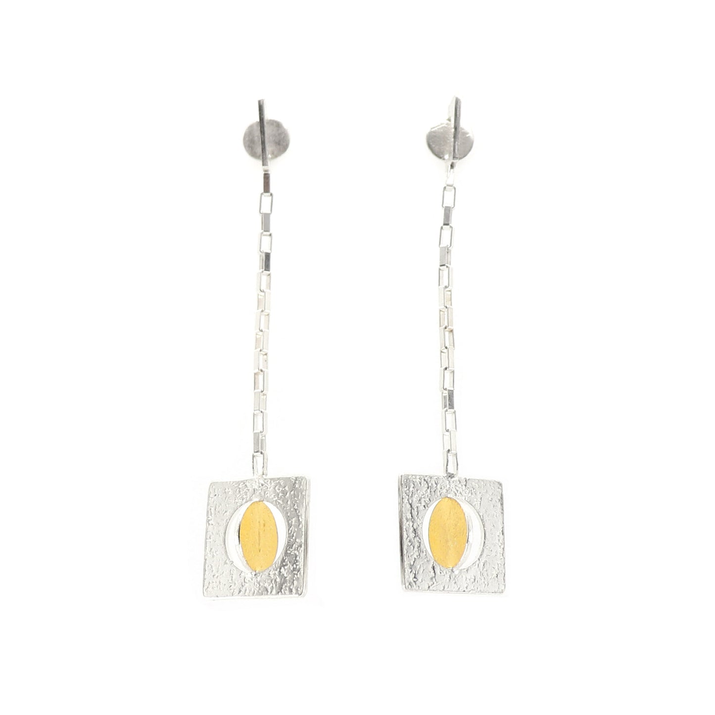 Retrovert Dangle Brutalist Earrings | silver & gold