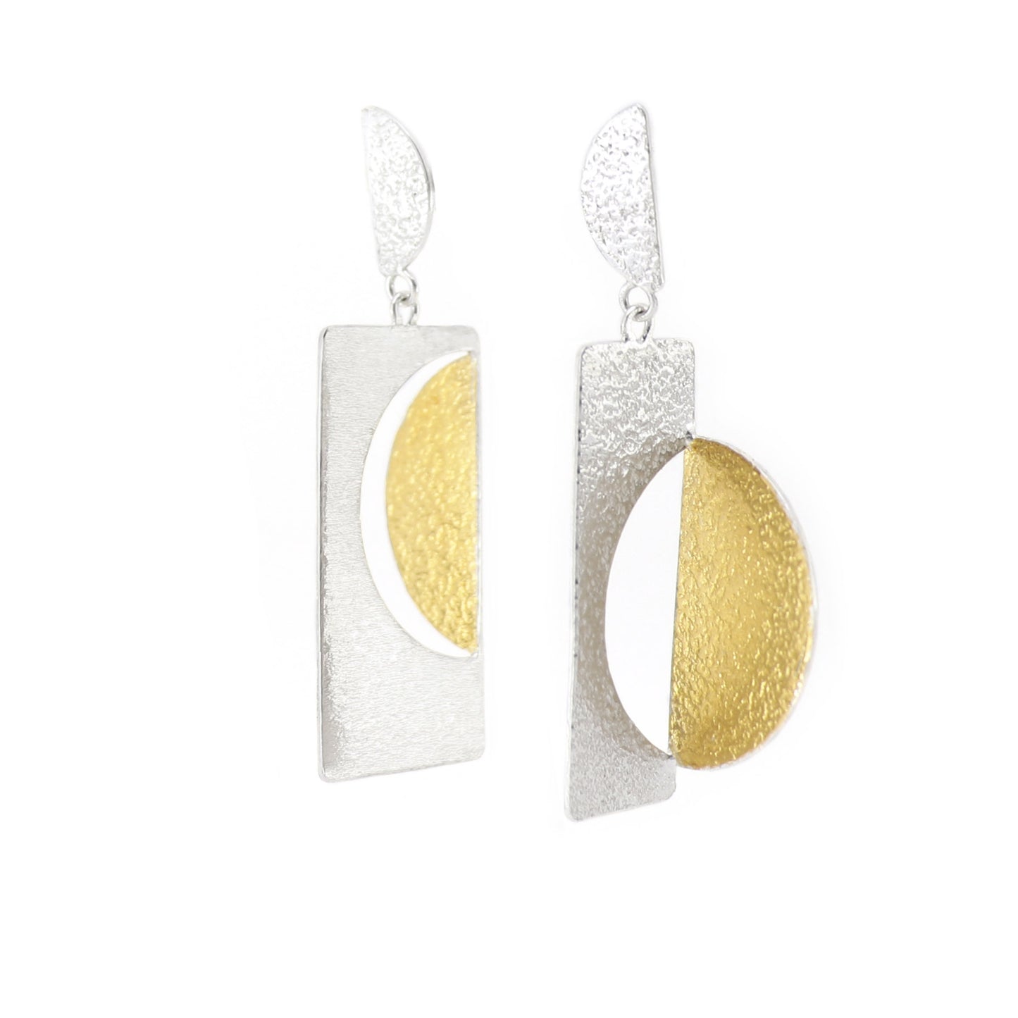 Bauhaus statement silver and gold handmade earrings