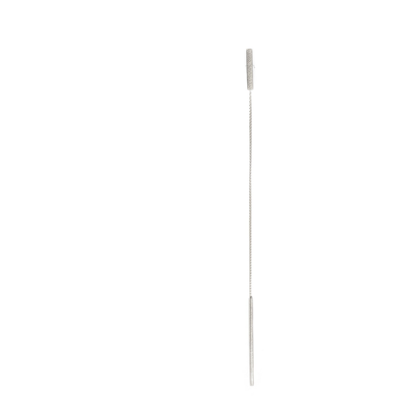 Thin silver threader on a white background