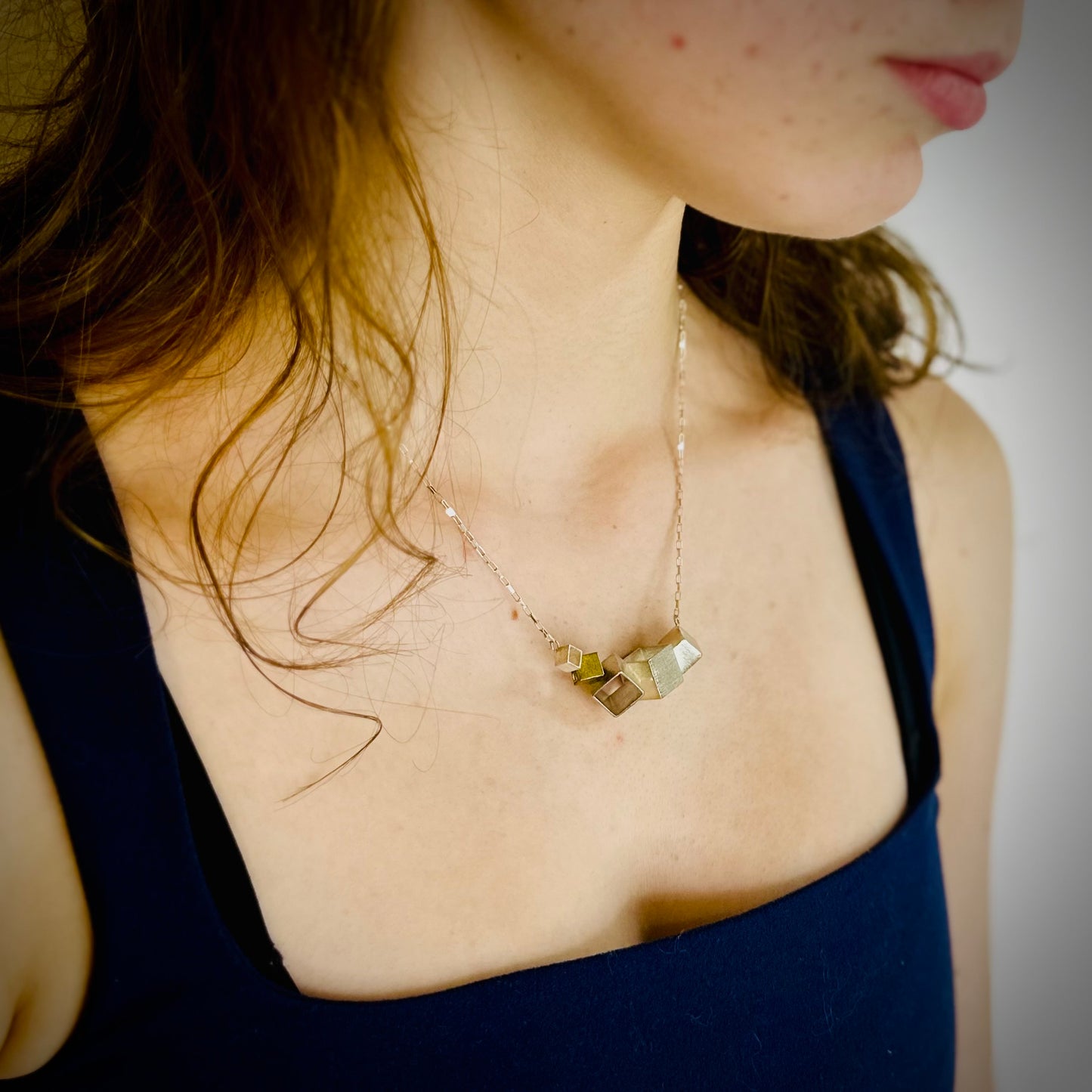 Cubist Silver + Brass Geometric Necklace | Members Only