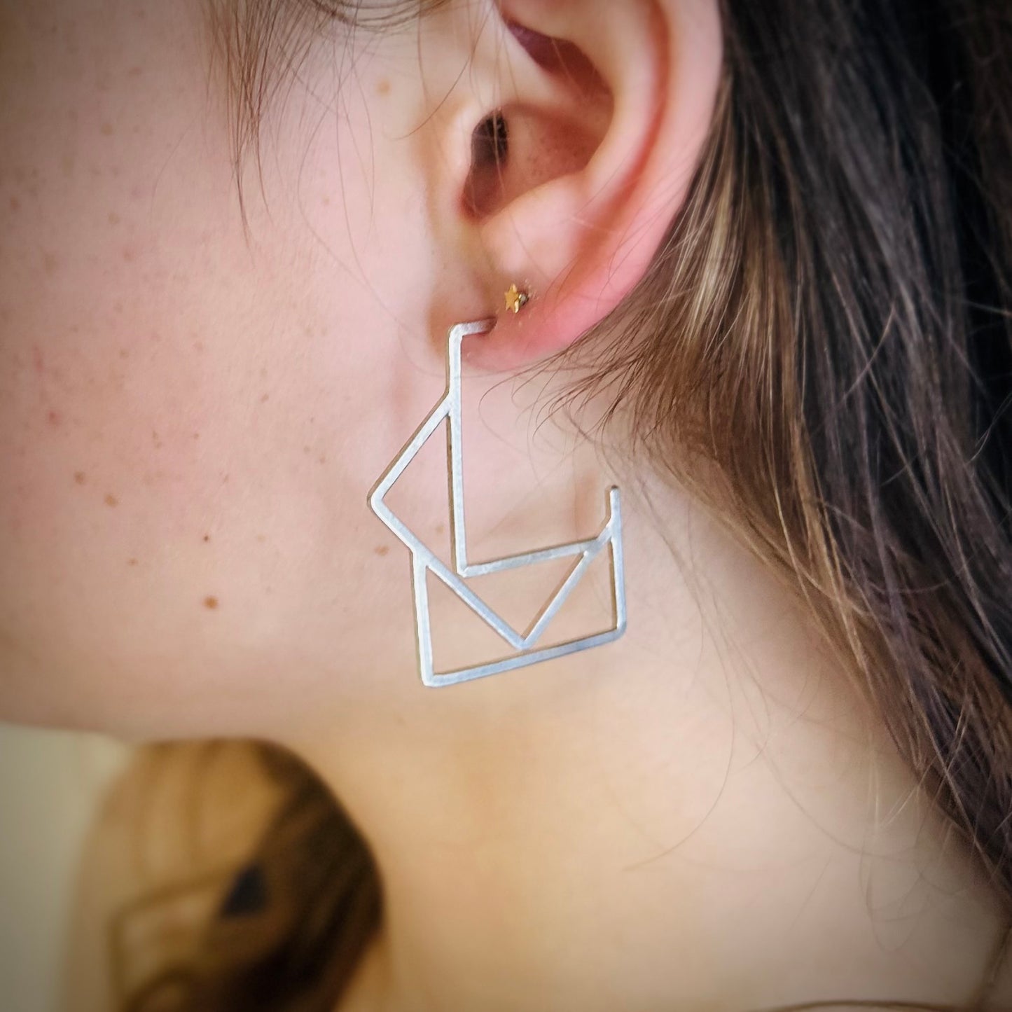 Geometric Mismatched Silver Hoop Earrings | Members Only