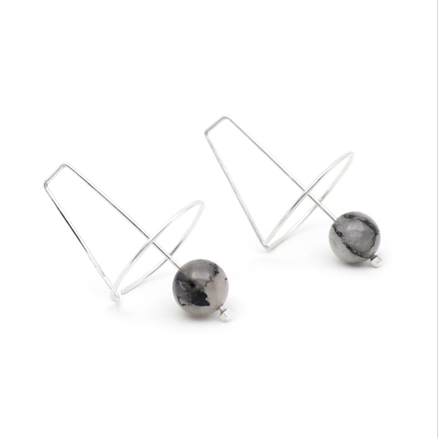 Architectural Labyrinth earrings with rutilated quartz