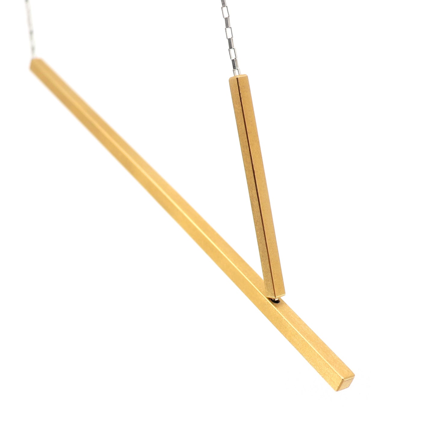 gold necklace with 2 long rectangle components