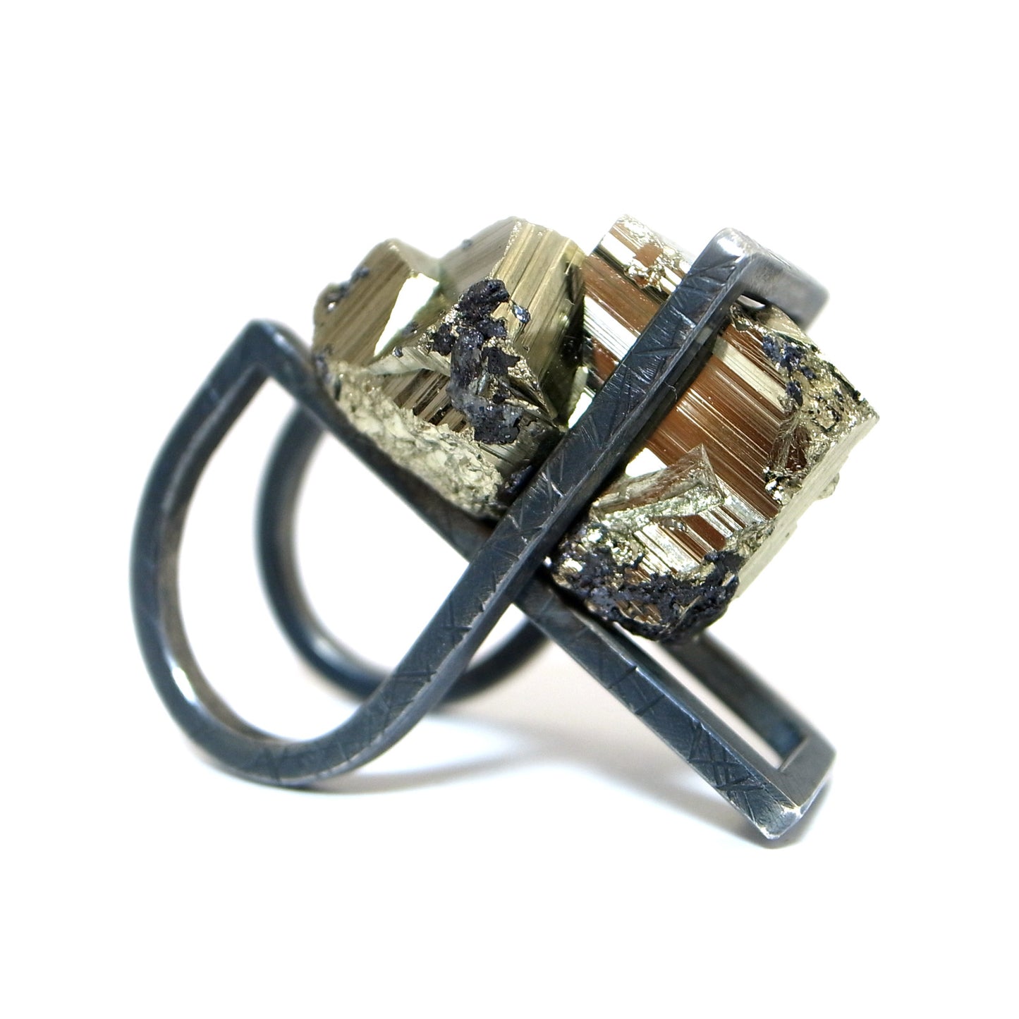 Slider Statement Necklace | silver + pyrite