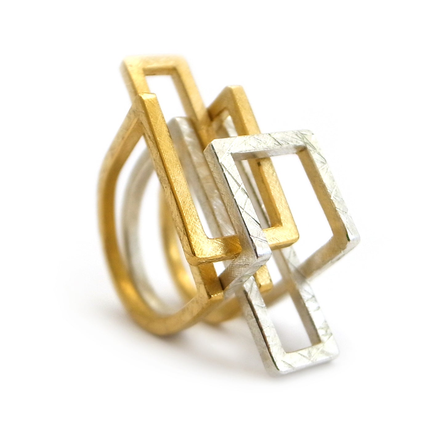 Lovelock Interlocking Architectural Ring Set | silver & gold