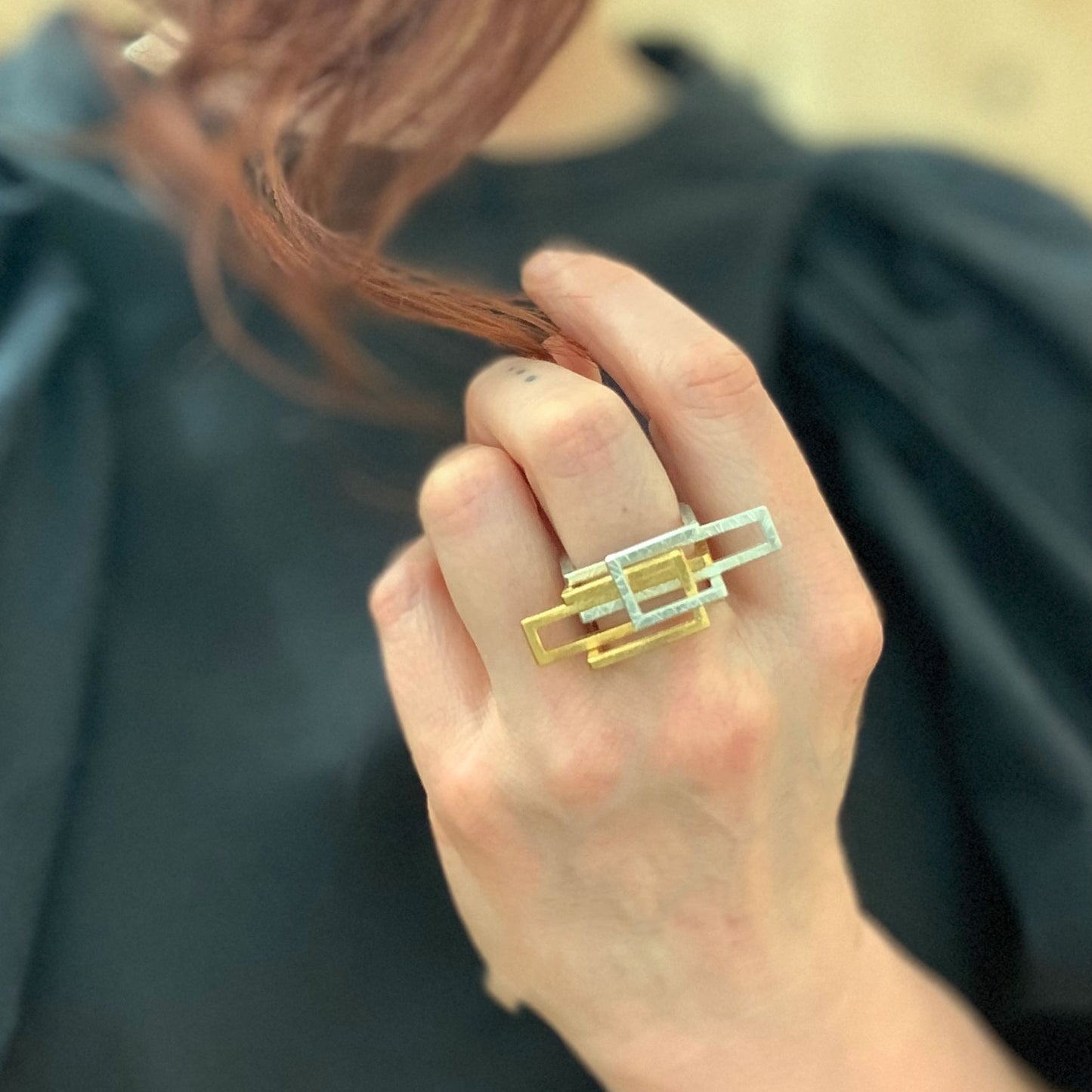 Lovelock Interlocking Architectural Ring Set | silver & gold