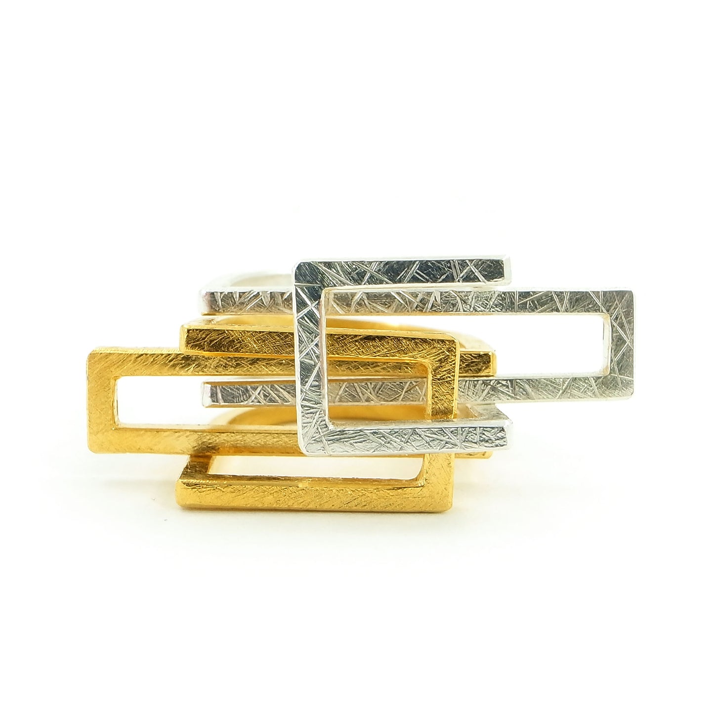 Lovelock Interlocking Architectural Ring Set | silver & gold