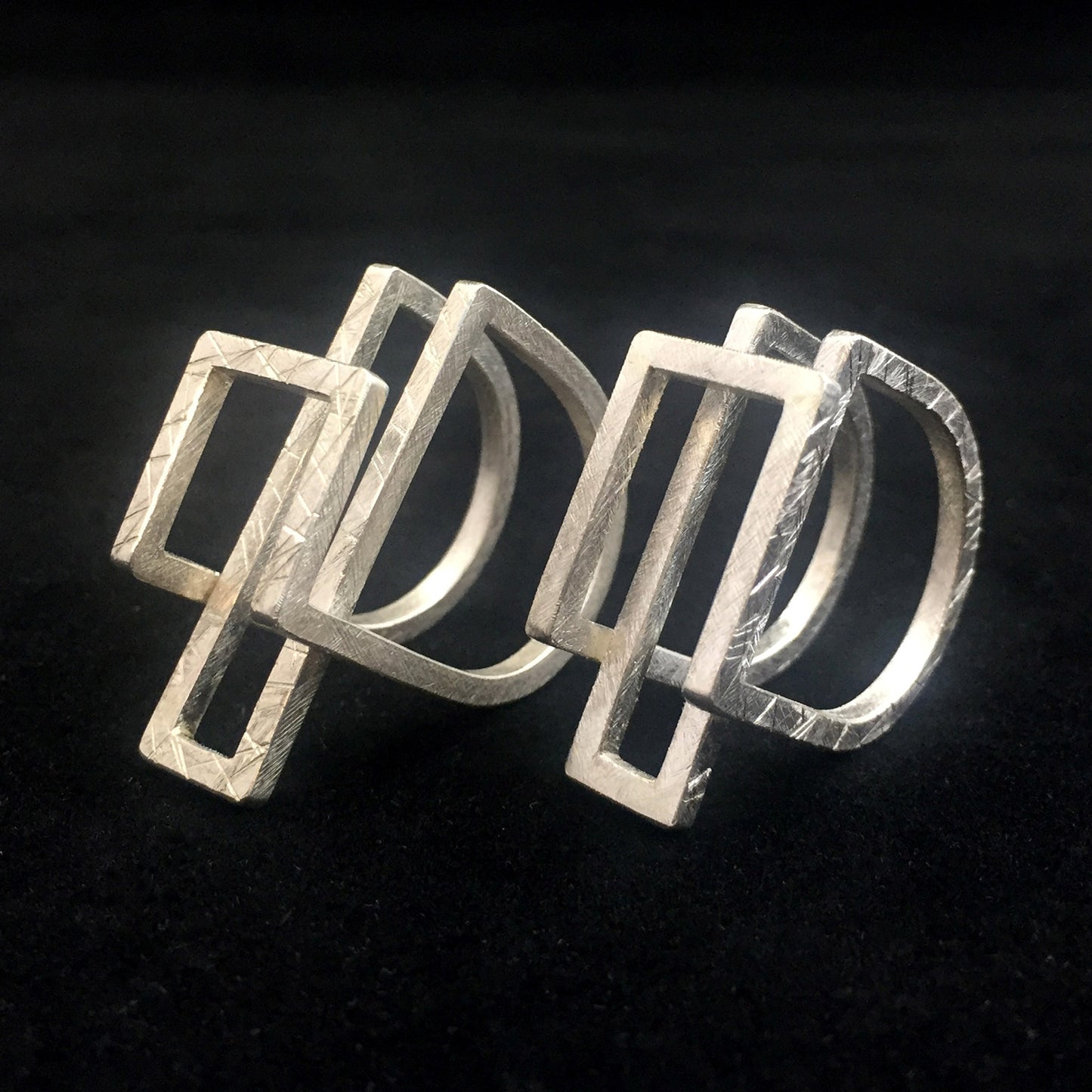Lovelock Interlocking Architectural Ring Set | silver & gold