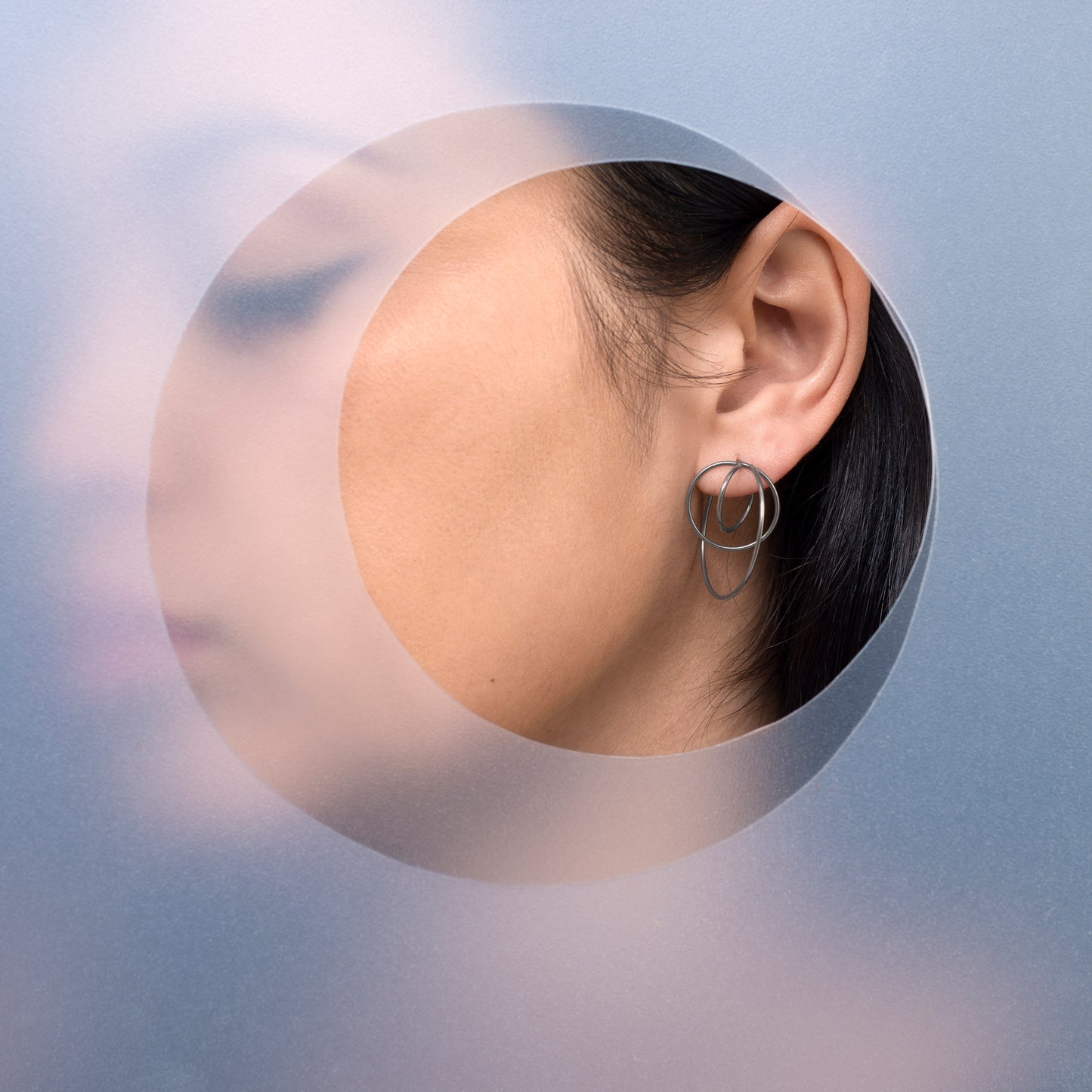 architectural triple hoop earring