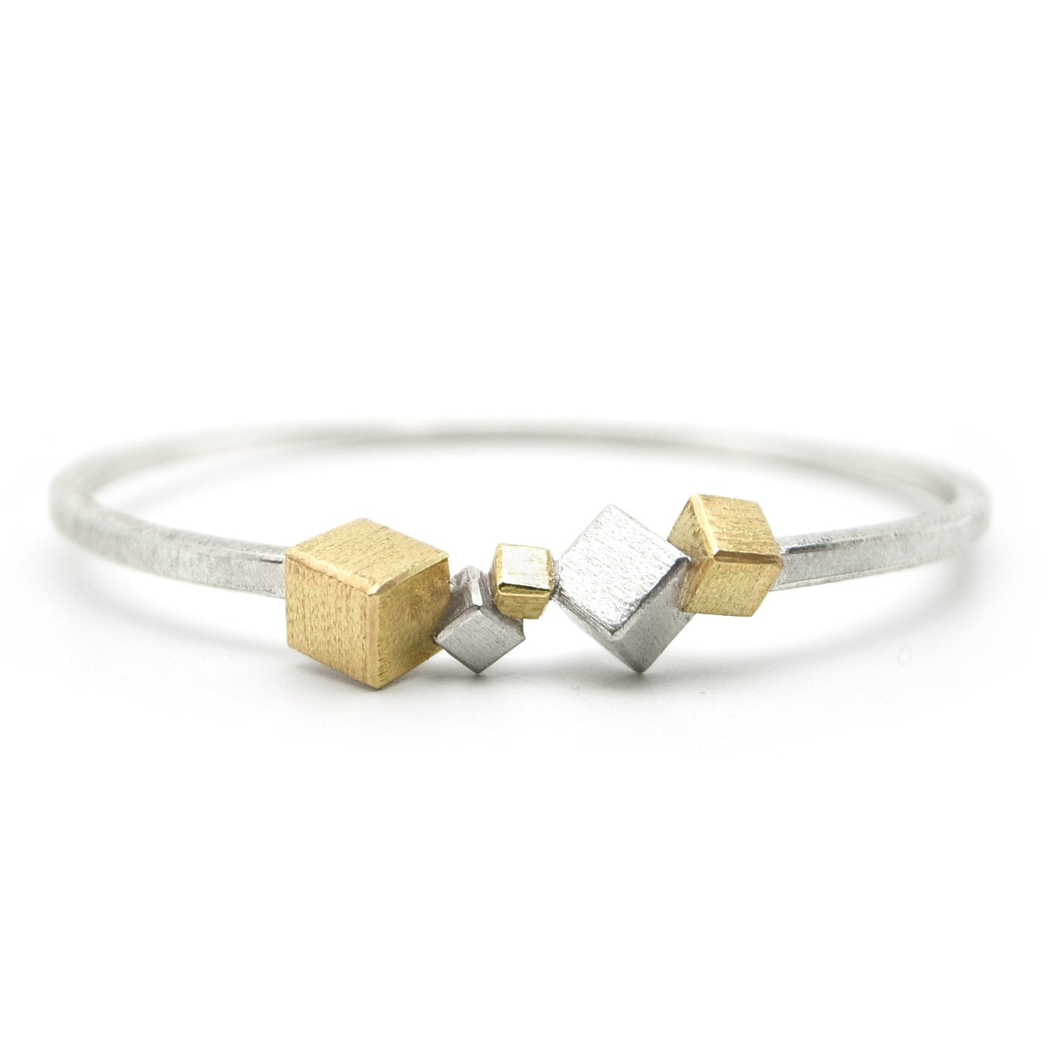 cubist bespoke bangle in silver & brass