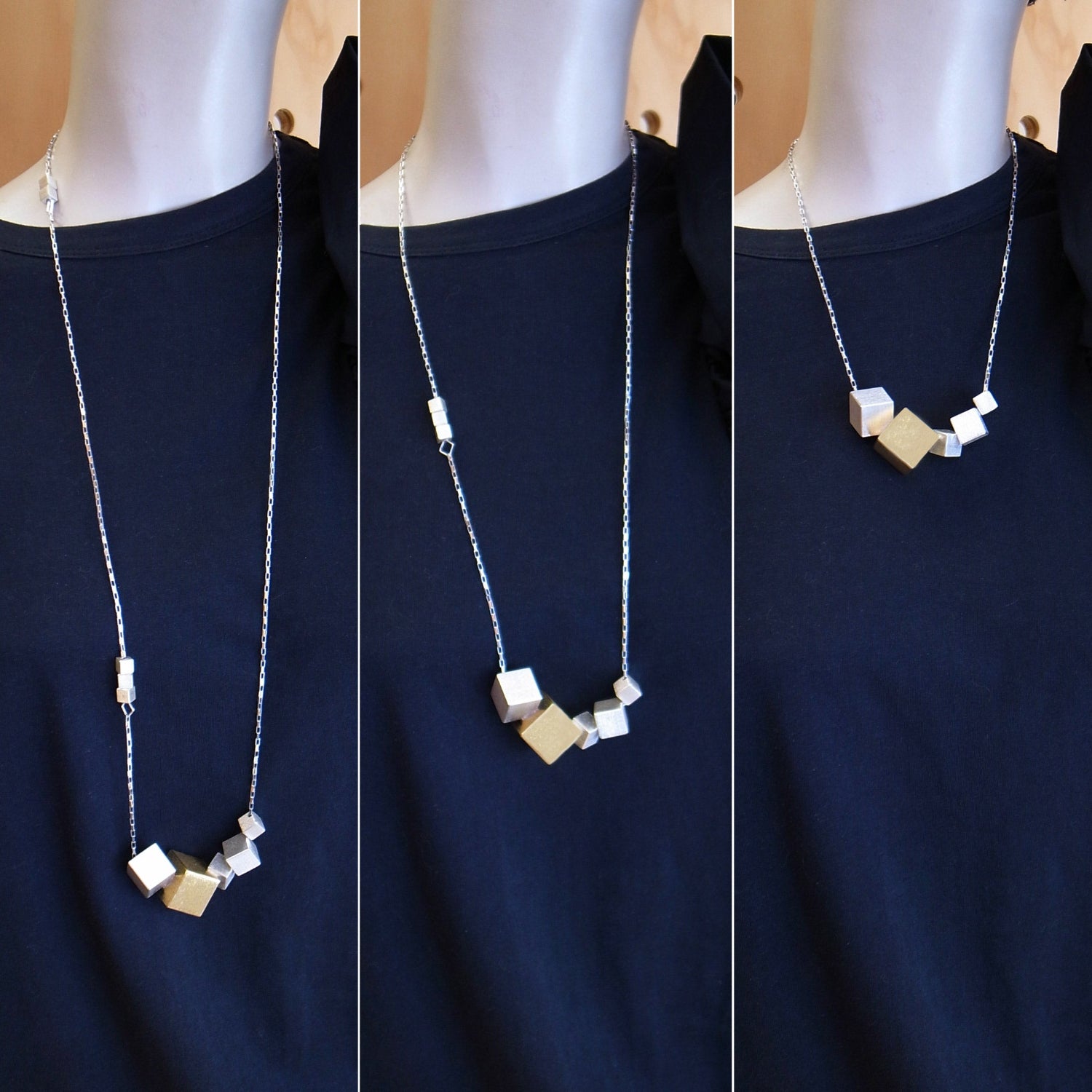 3 length of statement cubist necklace