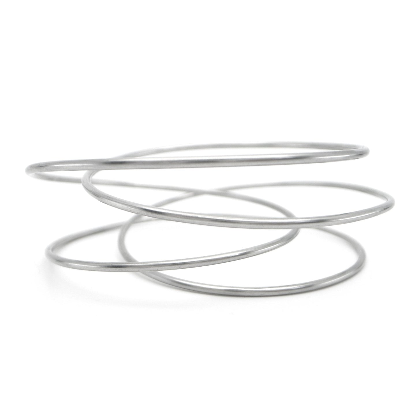 swirl steel bangle modelled - by DeeLyn Design