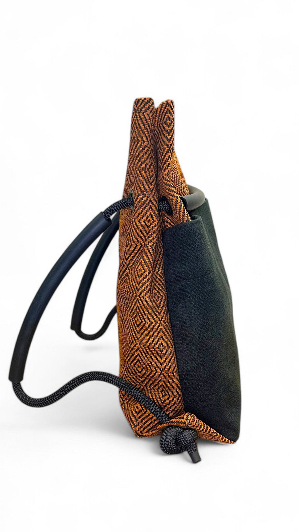 ditto orange geometric 2in1 backpack - sustainable - handmade