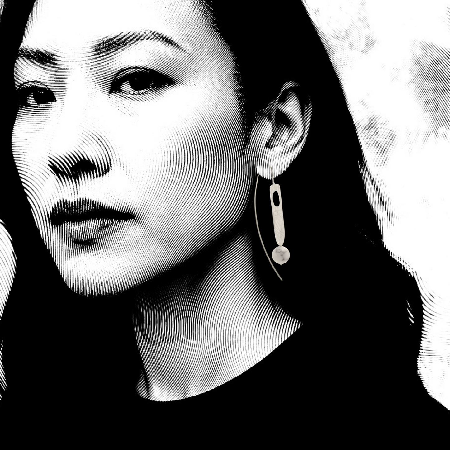 reCreate long bauhaus earring with howlite