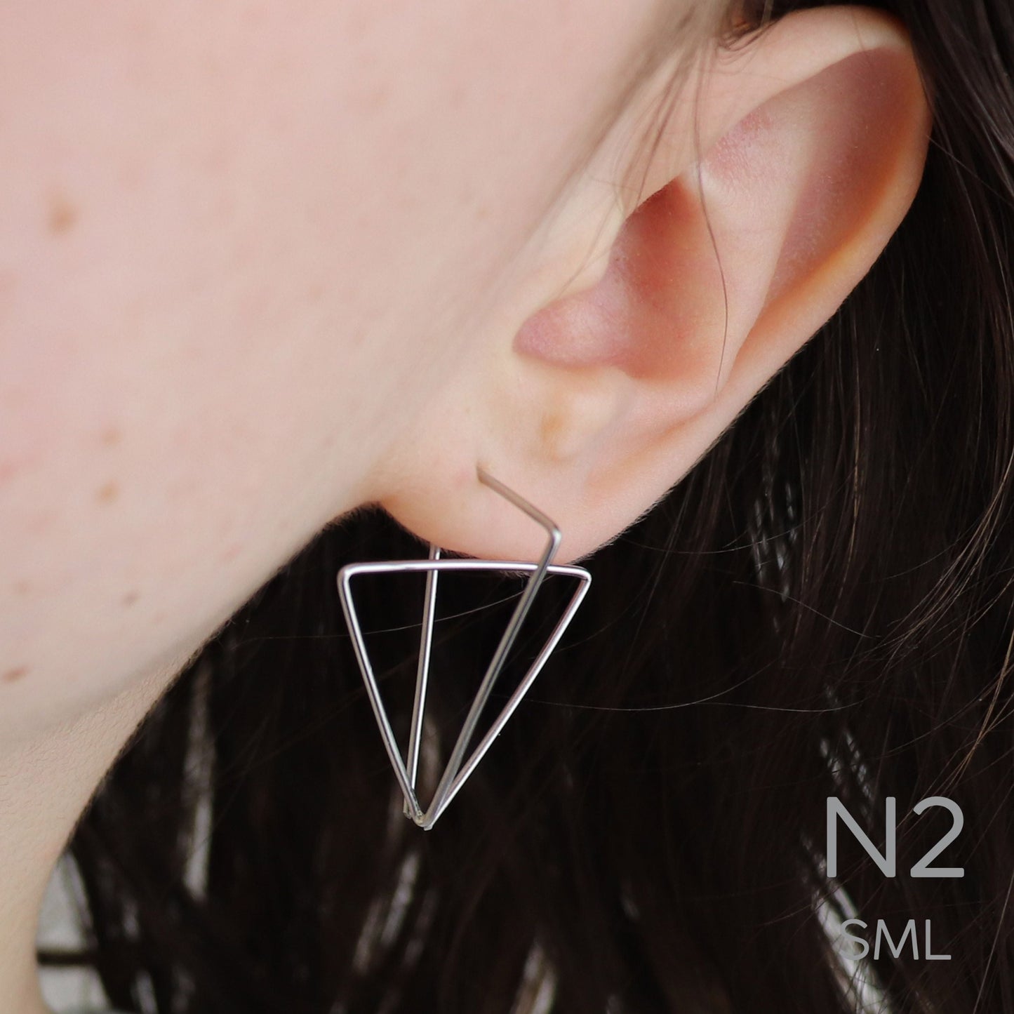 steel earring handmade triangular