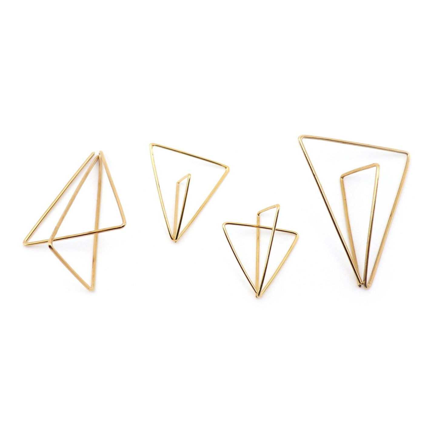 4 different style and size gold geometric earrings