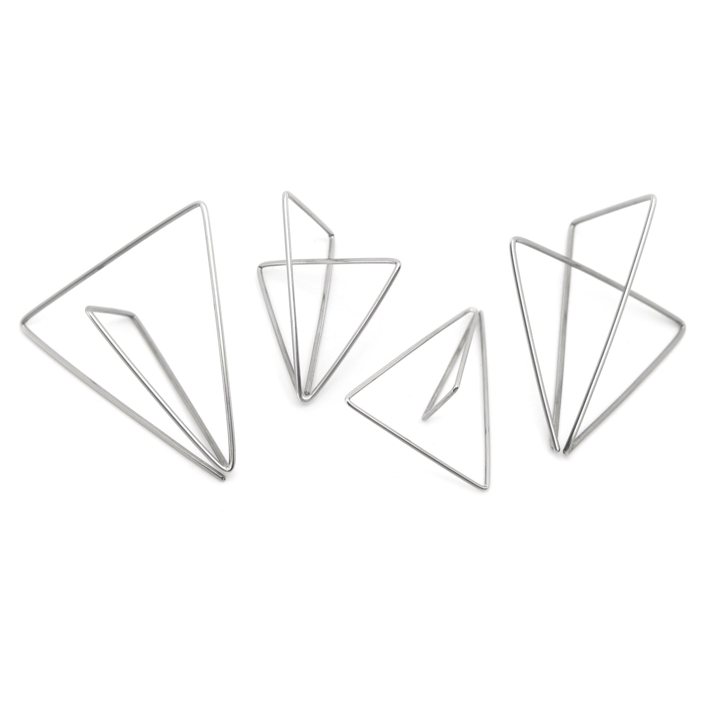 4 size and shape triangle earrings