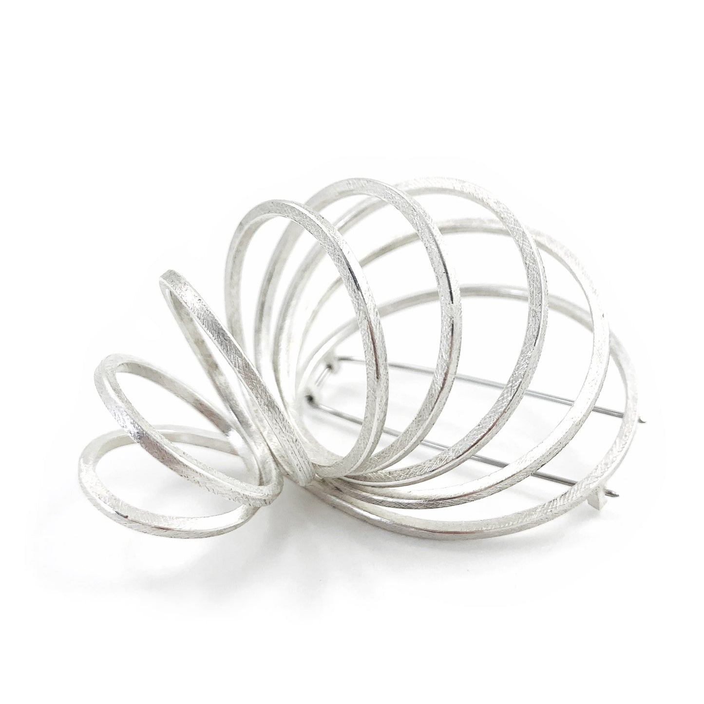Twister Architectural Spiral Brooch | Silver