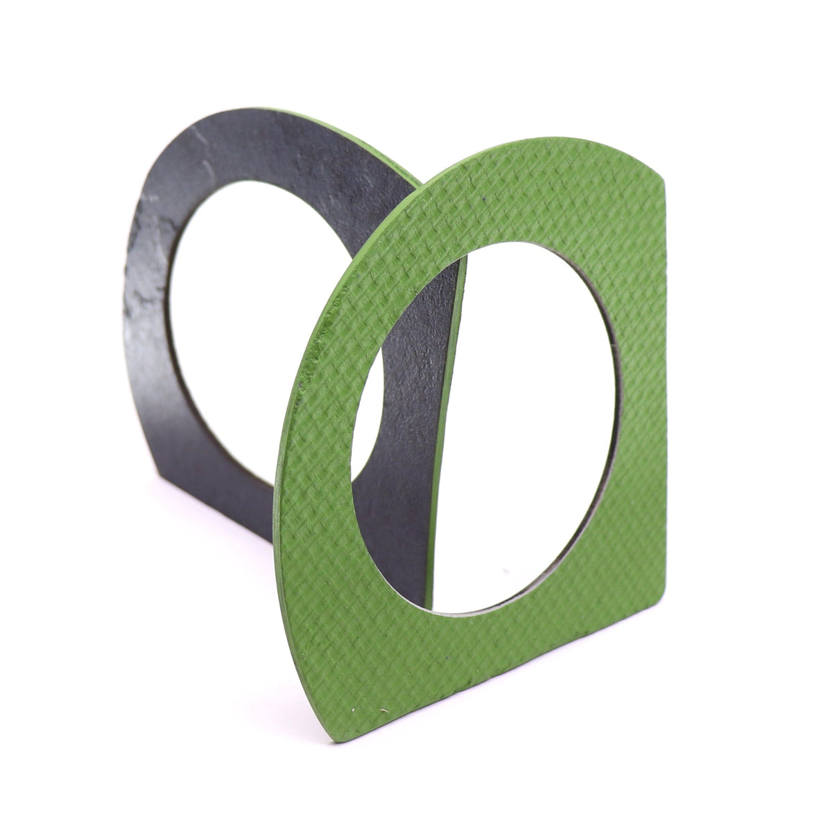 Geometric shaped modernist bangle in grey and charcoal