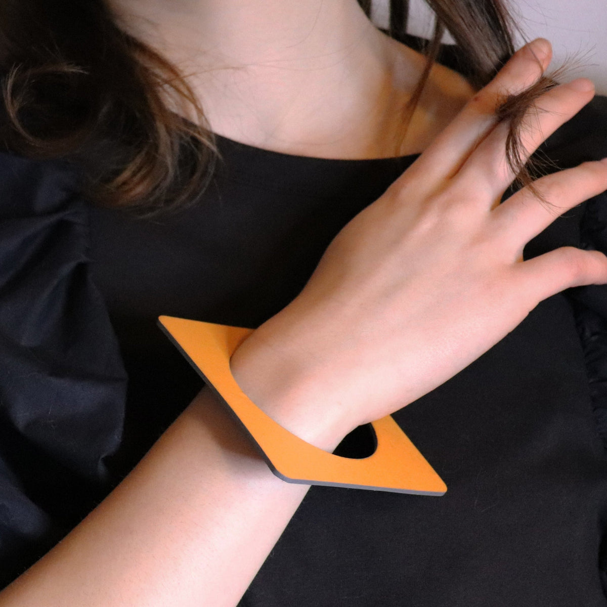 orange linoleum square bangle
