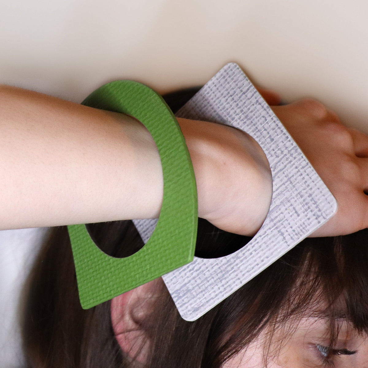 Bauhaus Geometric Linoleum Reversible Bangles | Multiple Colours
