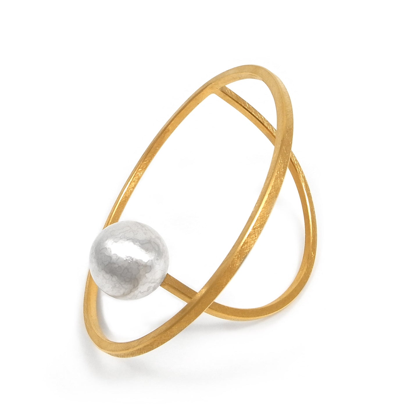 Levitate Structural Handmade Bangle | Silver + gold
