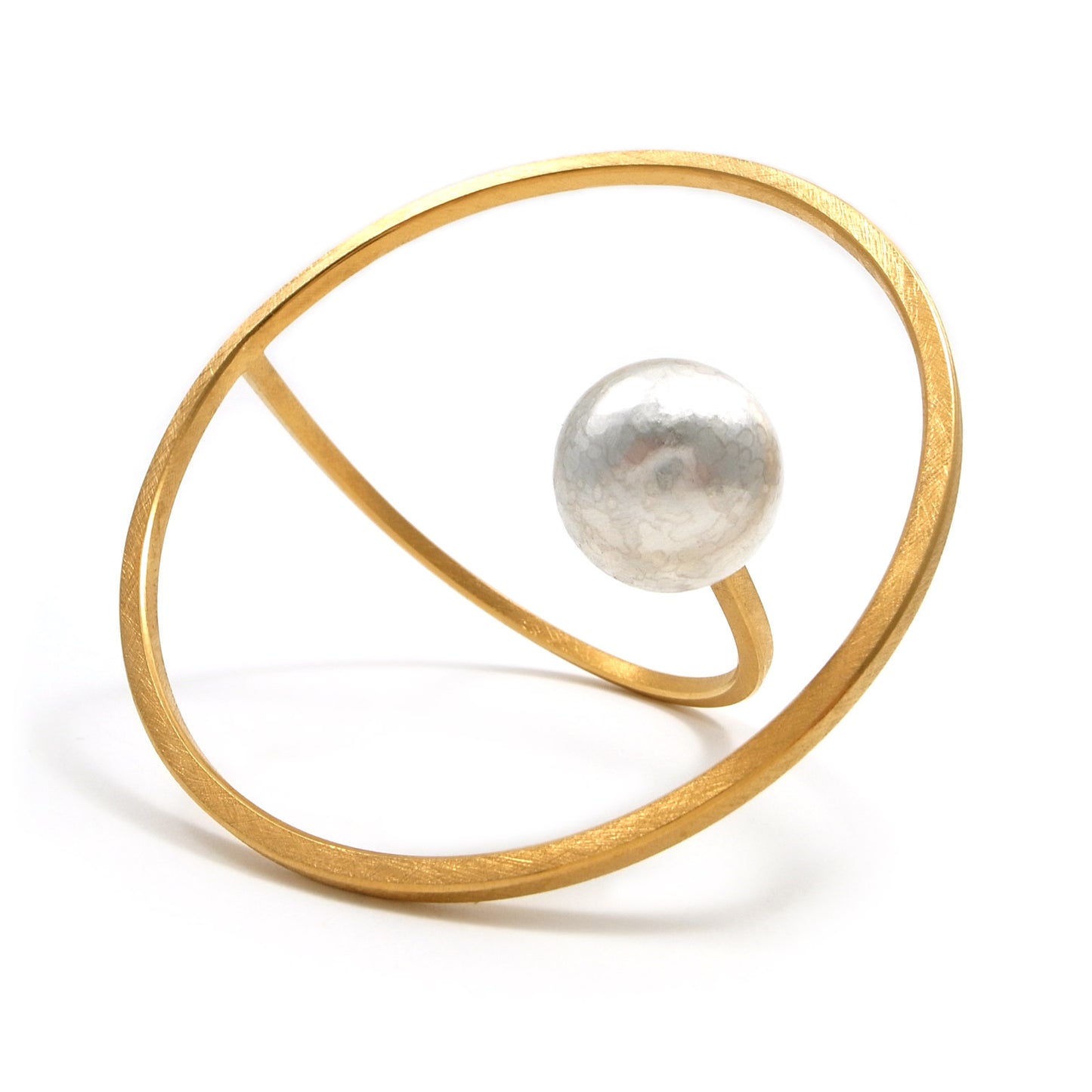 Levitate Structural Handmade Bangle | Silver + gold