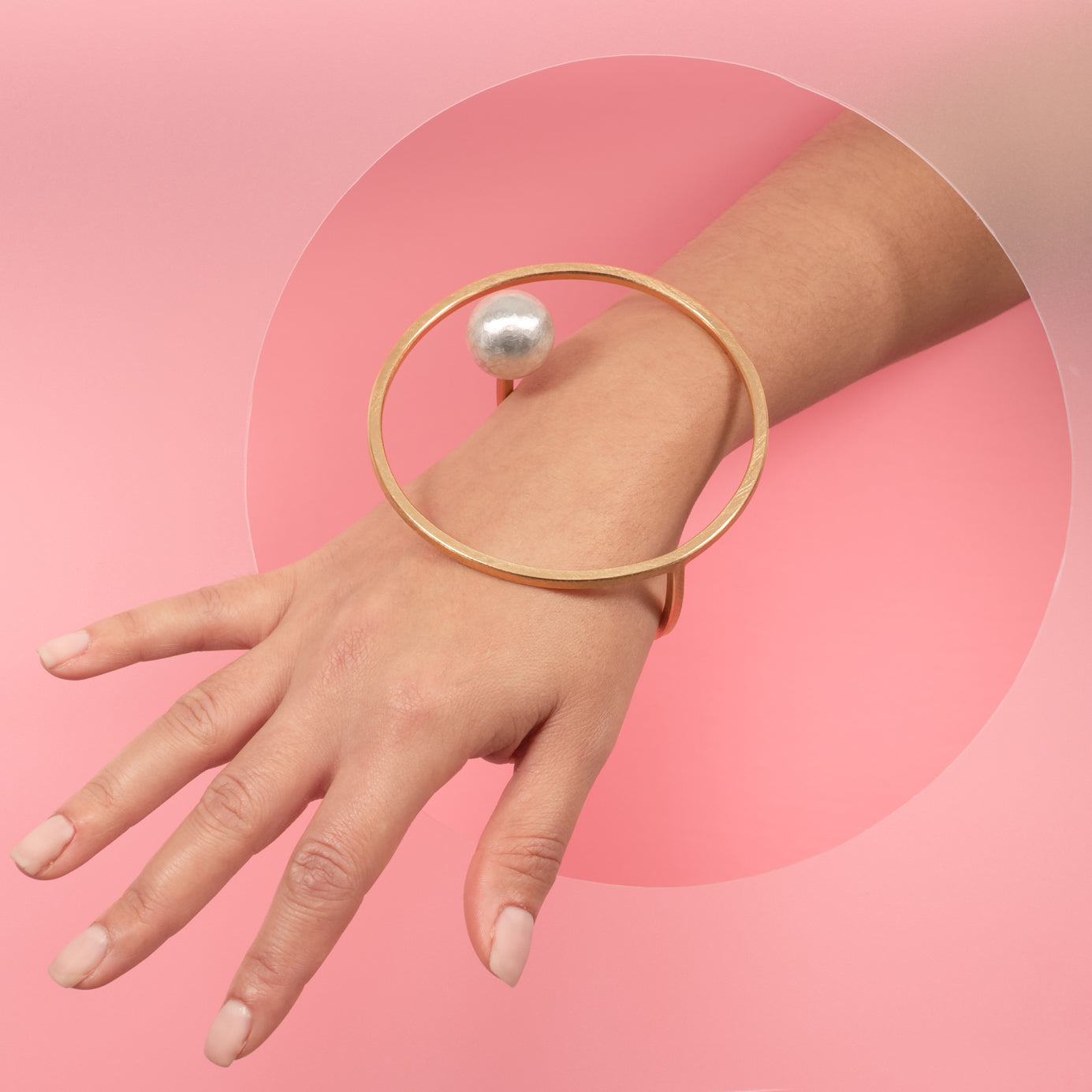 Levitate Structural Handmade Bangle | Silver + gold