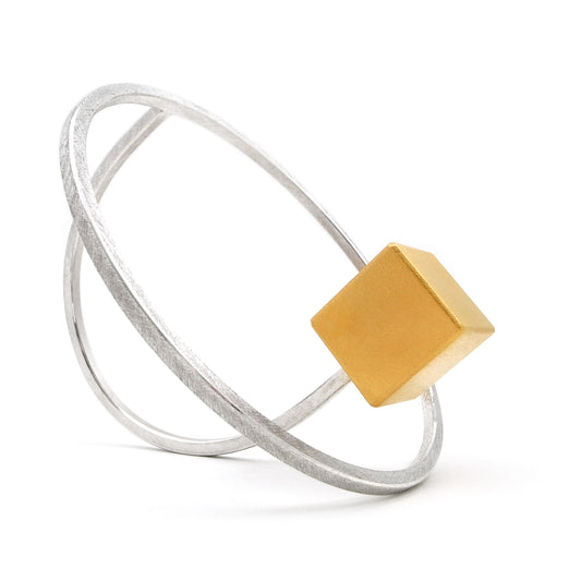 Levitate Structural Handmade Bangle | Silver + gold